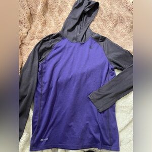 Nike Gray and Purple Long Sleeve Athletic Tee